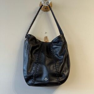 Oryany black pebbled leather Chelsea hobo shoulder bag